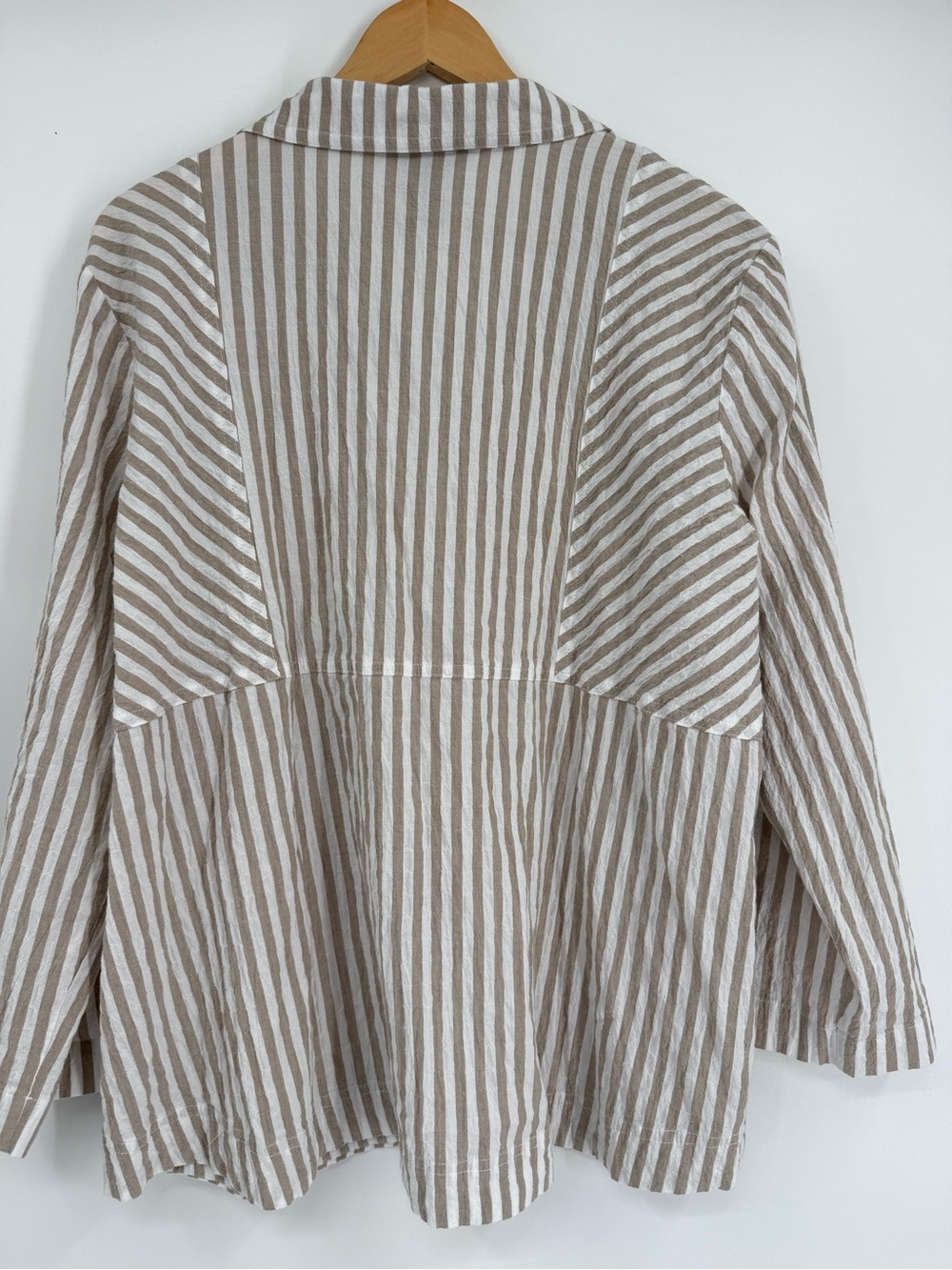 Ali Miles Top Button Up Striped Cotton Blend Shirt Size 1X Roll Tab Women beach - Picture 9 of 10